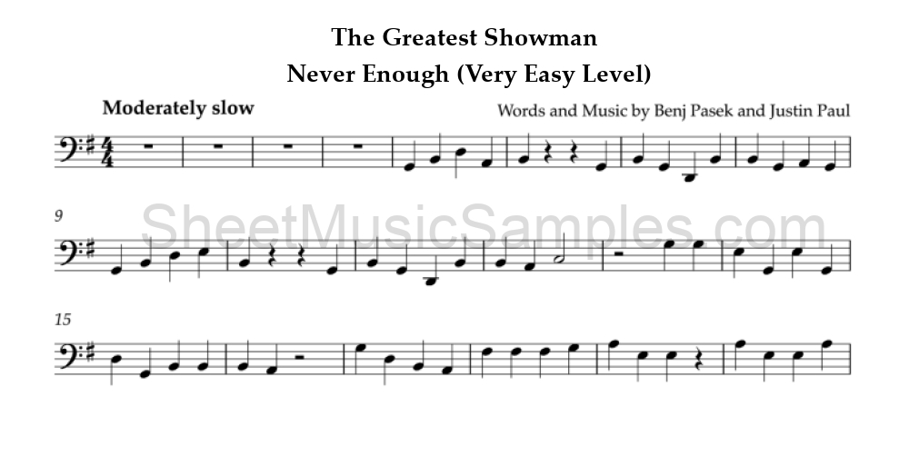 The Greatest Showman - Never Enough (Very Easy Level)