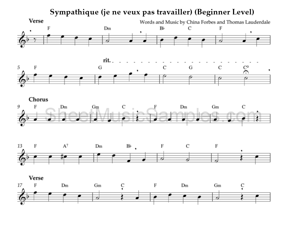 Sympathique (je ne veux pas travailler) (Beginner Level)