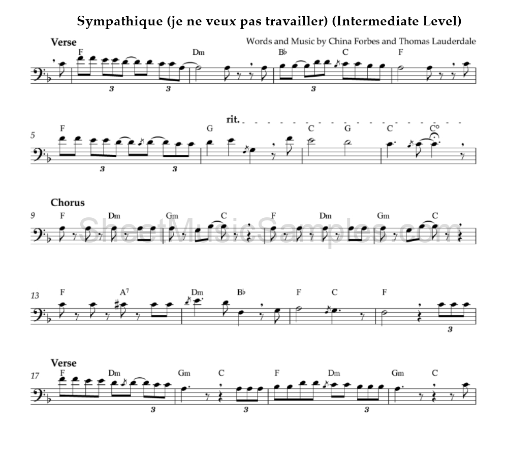 Sympathique (je ne veux pas travailler) (Intermediate Level)