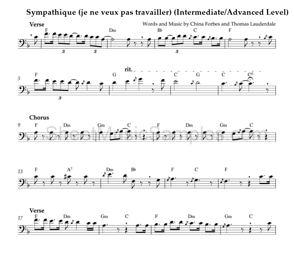 Sympathique (je ne veux pas travailler) (Intermediate/Advanced Level)