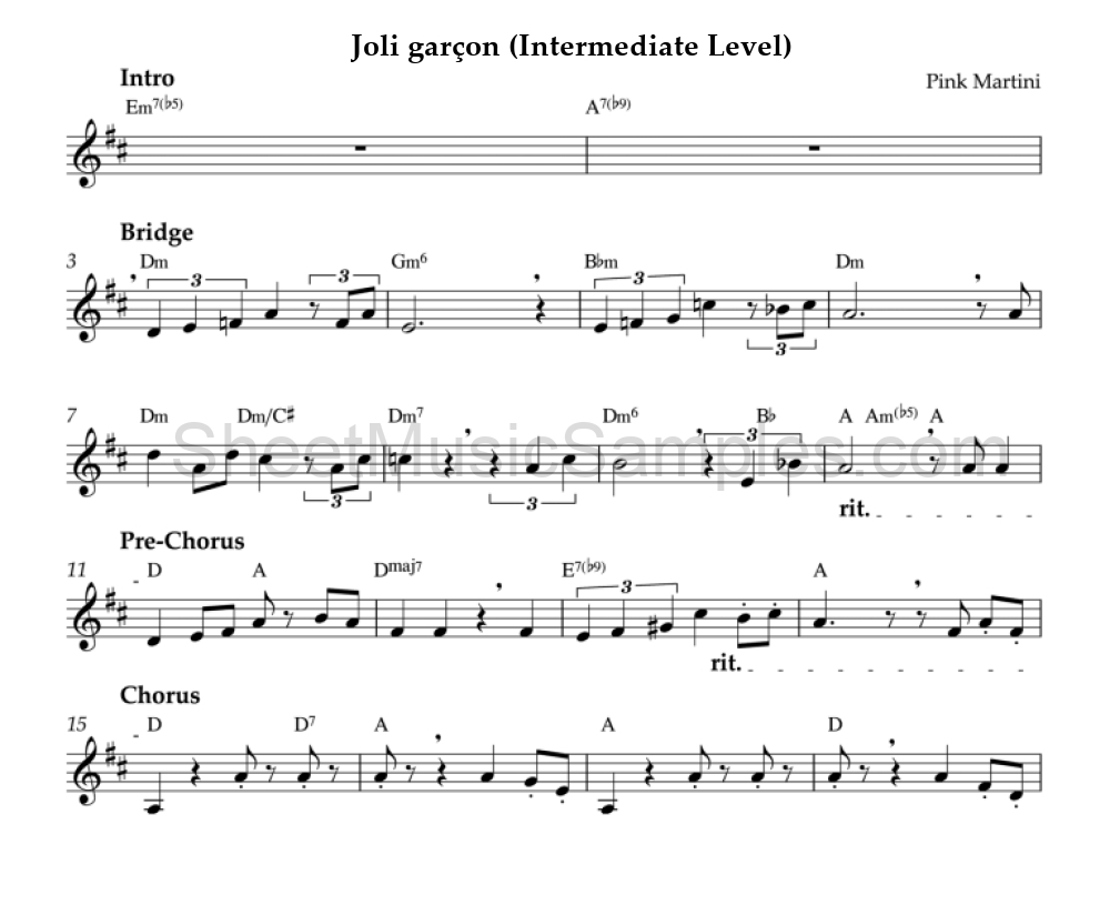 Joli garçon (Intermediate Level)