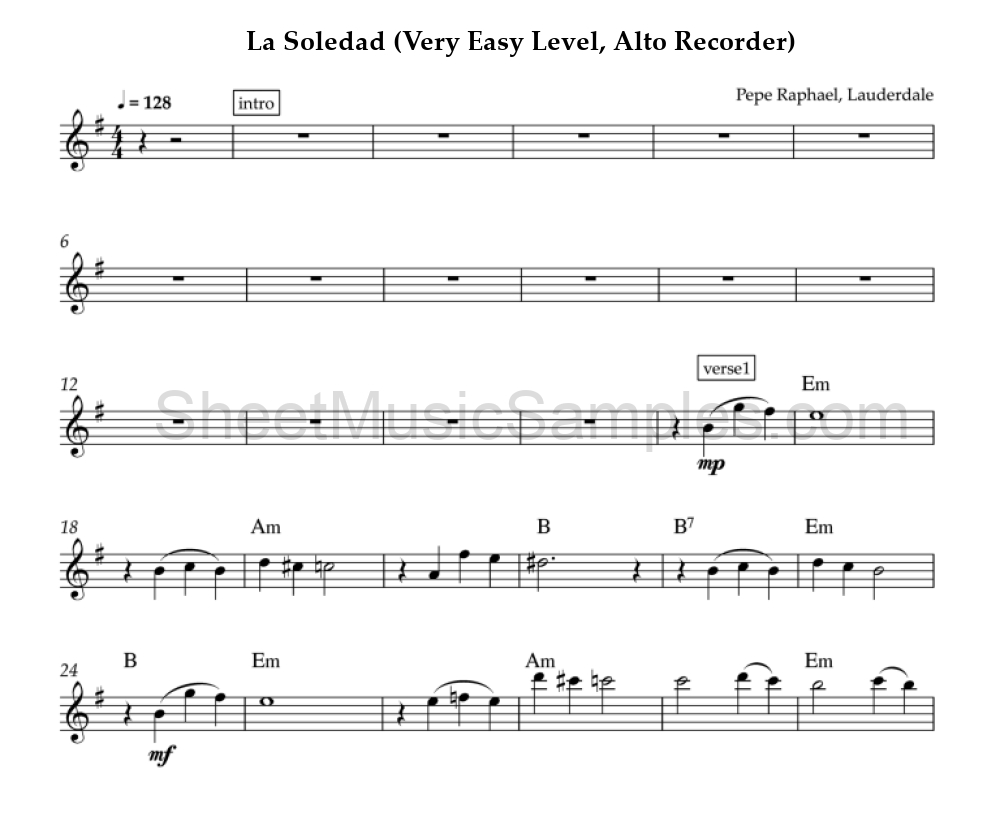 La Soledad (Very Easy Level, Alto Recorder)