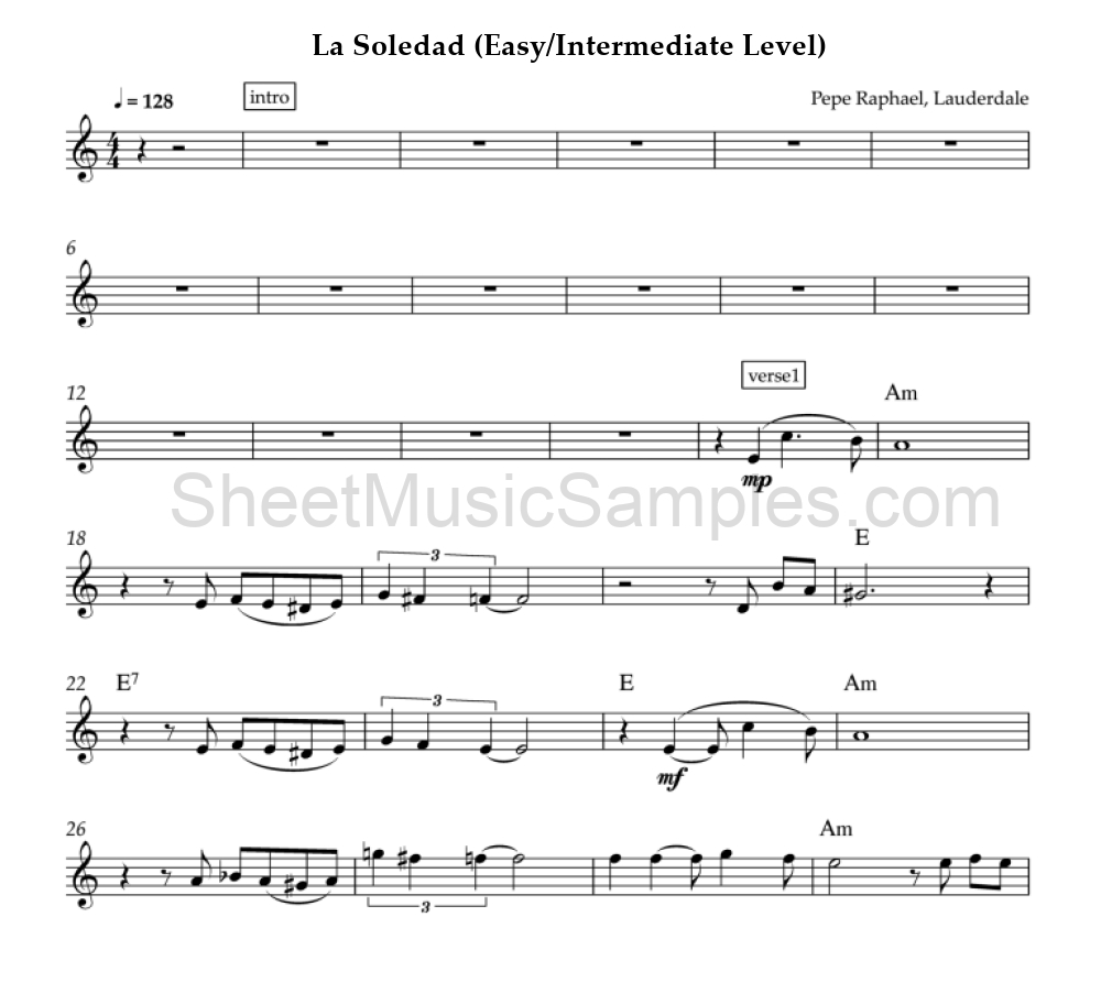 La Soledad (Easy/Intermediate Level)