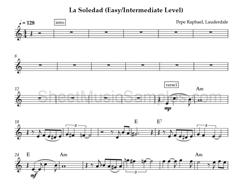 La Soledad (Easy/Intermediate Level)