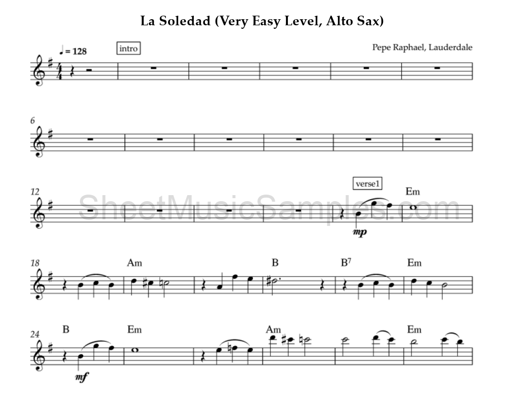 La Soledad (Very Easy Level, Alto Sax)