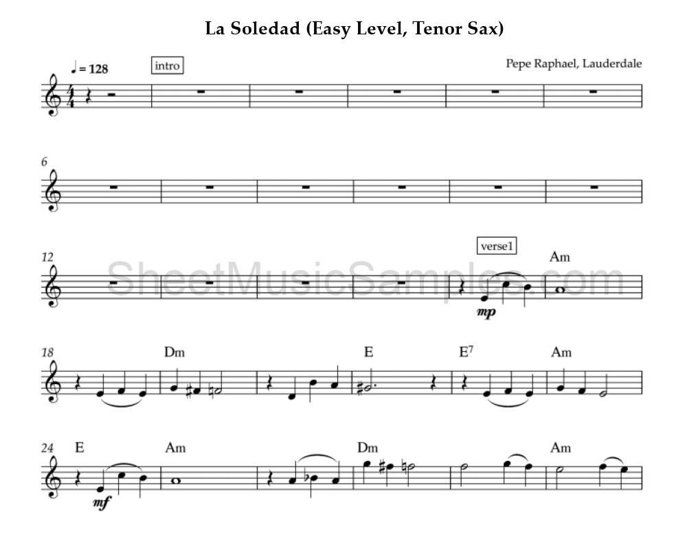 La Soledad (Easy Level, Tenor Sax)