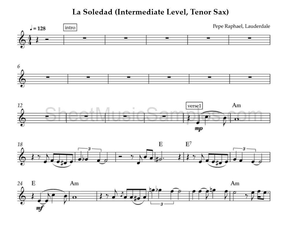 La Soledad (Intermediate Level, Tenor Sax)