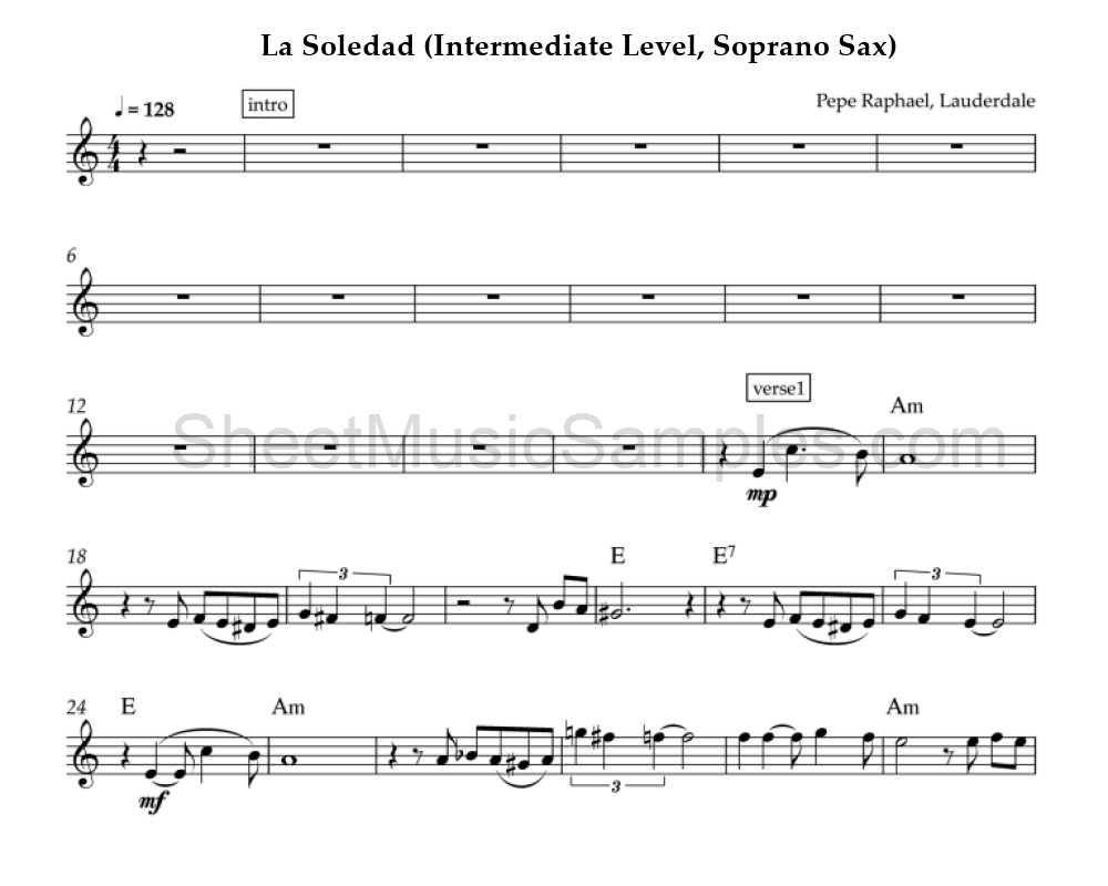 La Soledad (Intermediate Level, Soprano Sax)