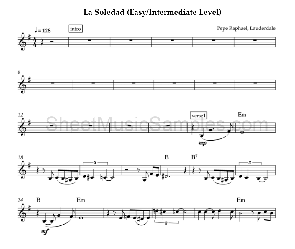 La Soledad (Easy/Intermediate Level)