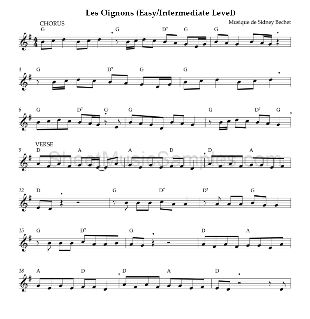 Les Oignons (Easy/Intermediate Level)