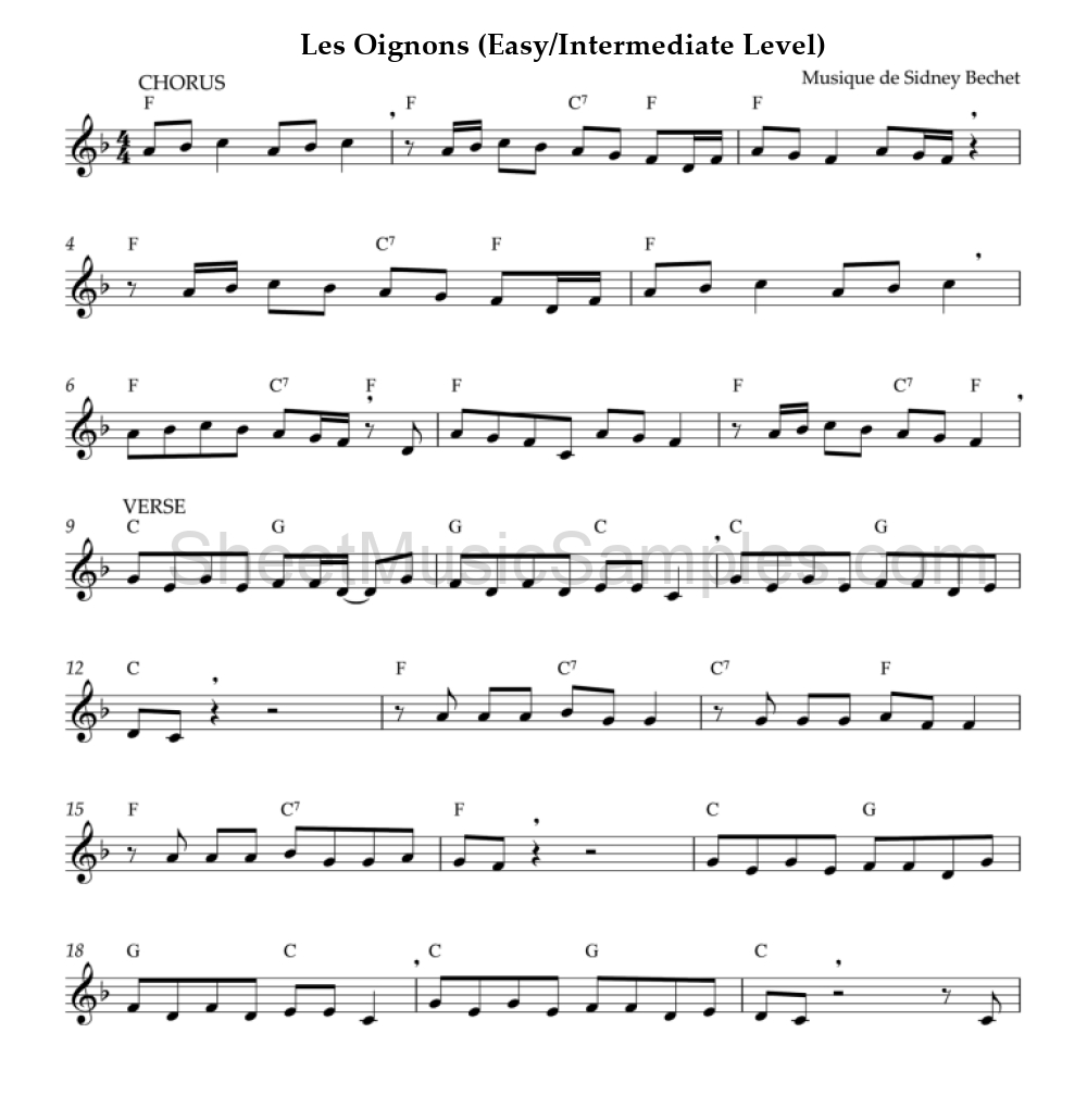 Les Oignons (Easy/Intermediate Level)