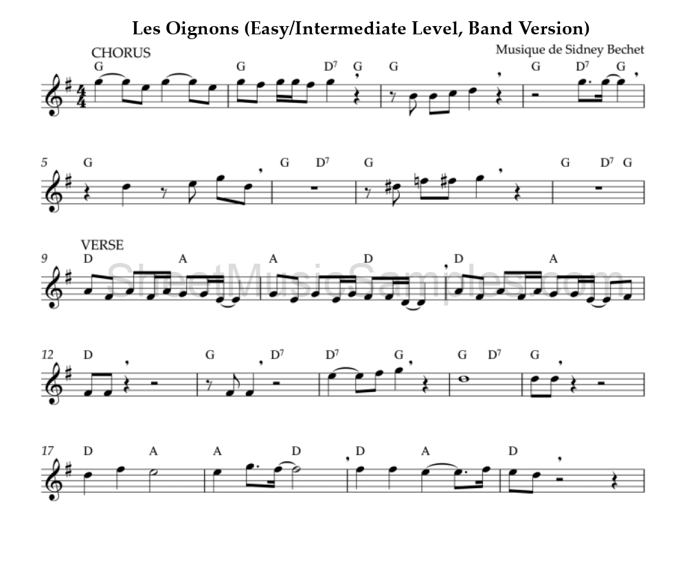 Les Oignons (Easy/Intermediate Level, Band Version)