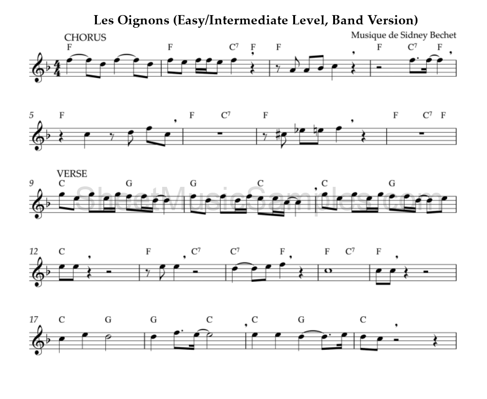 Les Oignons (Easy/Intermediate Level, Band Version)