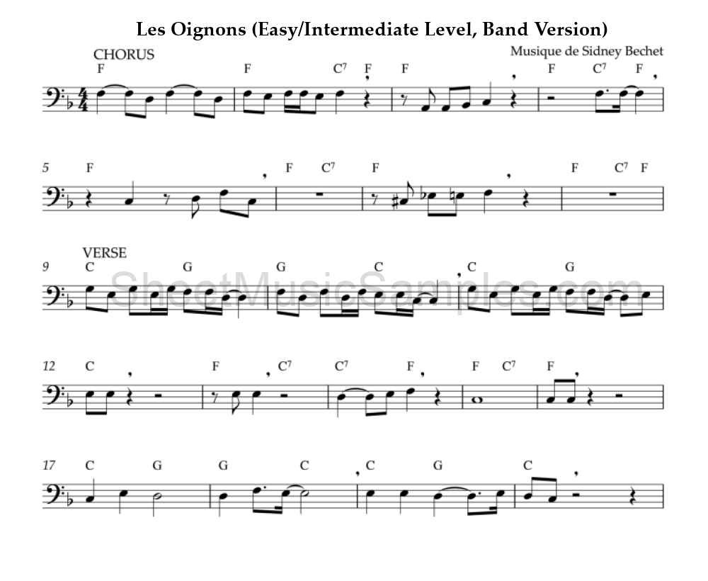 Les Oignons (Easy/Intermediate Level, Band Version)