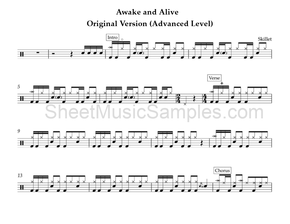 Awake and Alive - Original Version (Advanced Level)