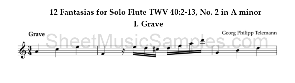 12 Fantasias for Solo Flute TWV 40:2-13, No. 2 in A minor - I. Grave