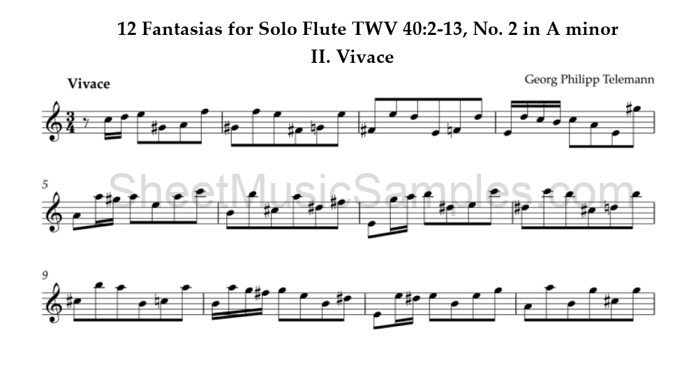 12 Fantasias for Solo Flute TWV 40:2-13, No. 2 in A minor - II. Vivace