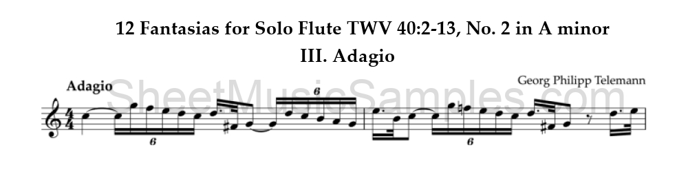 12 Fantasias for Solo Flute TWV 40:2-13, No. 2 in A minor - III. Adagio