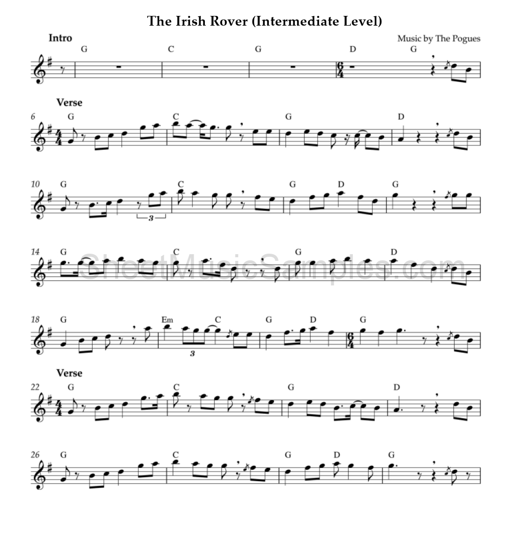 The Irish Rover (Intermediate Level)