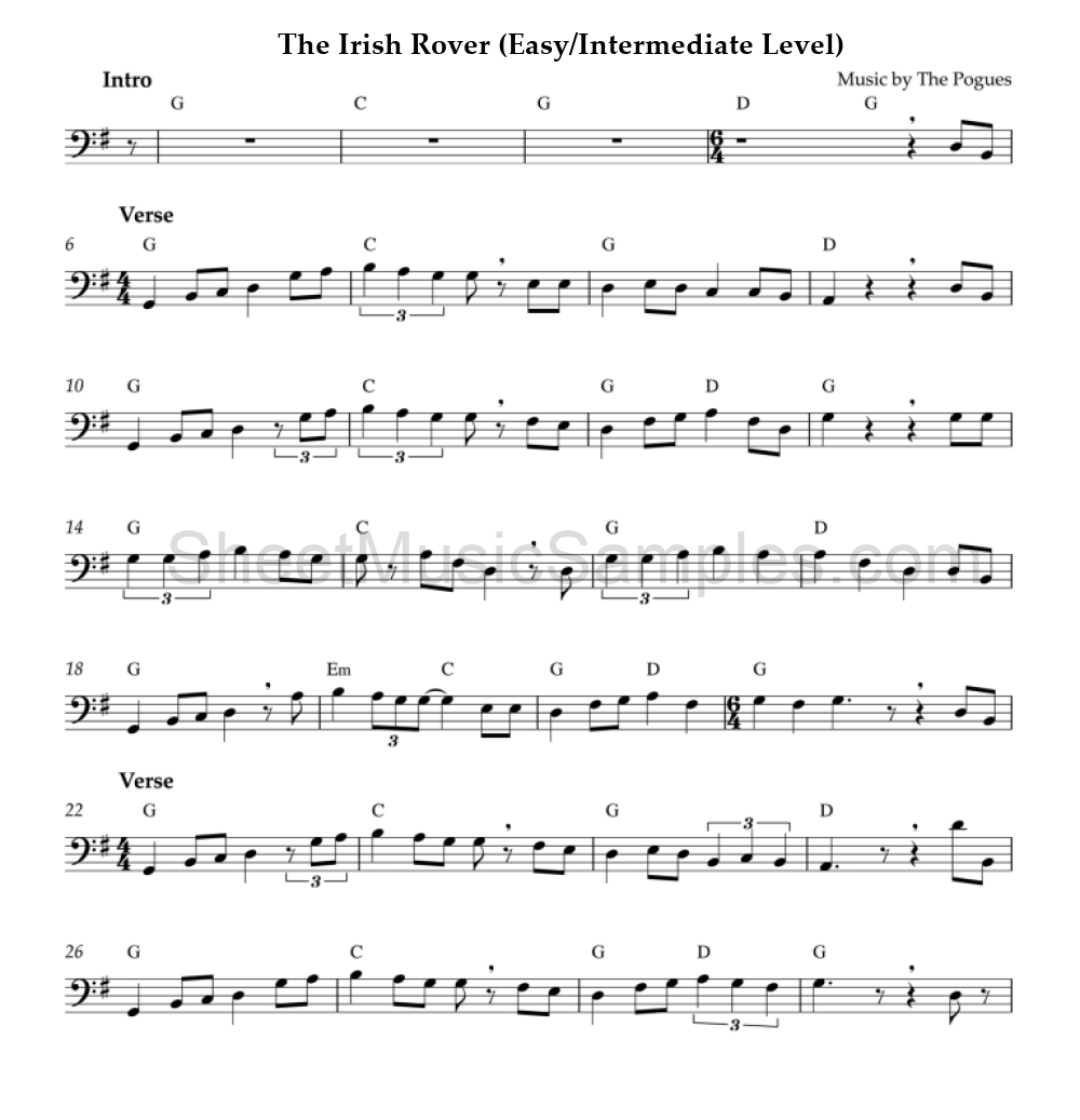 The Irish Rover (Easy/Intermediate Level)