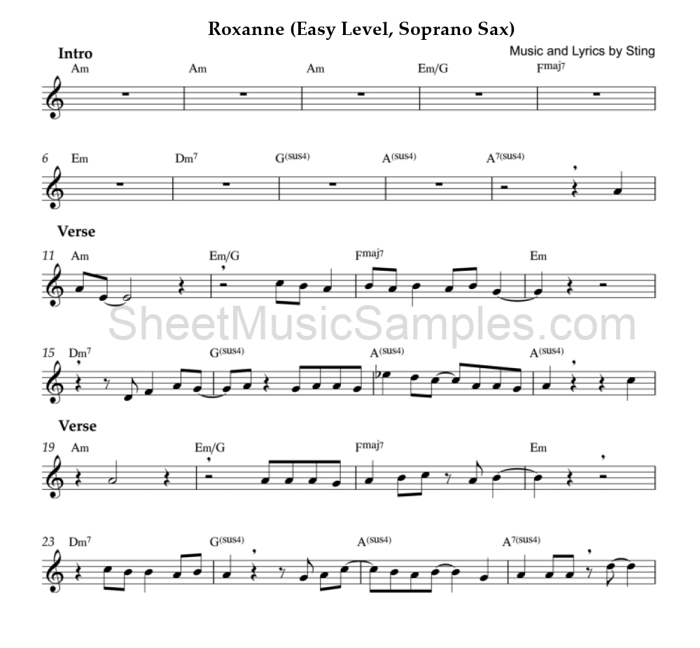 Roxanne (Easy Level, Soprano Sax)