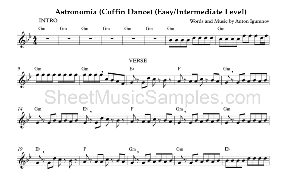 Astronomia (Coffin Dance) (Easy/Intermediate Level)