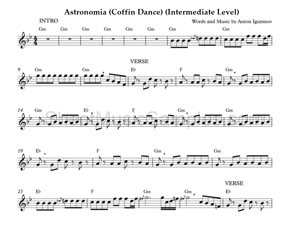 Astronomia (Coffin Dance) (Intermediate Level)