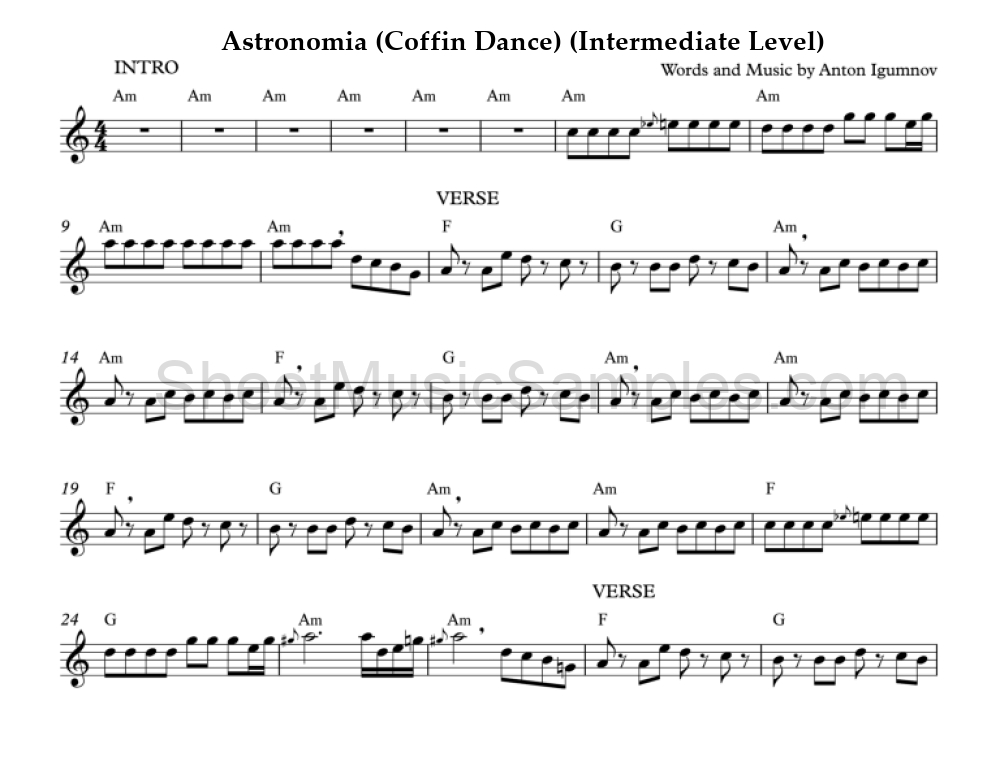 Astronomia (Coffin Dance) (Intermediate Level)