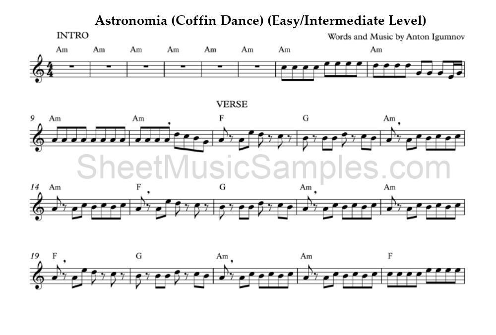 Astronomia (Coffin Dance) (Easy/Intermediate Level)