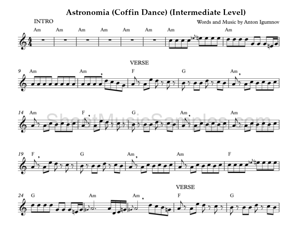 Astronomia (Coffin Dance) (Intermediate Level)