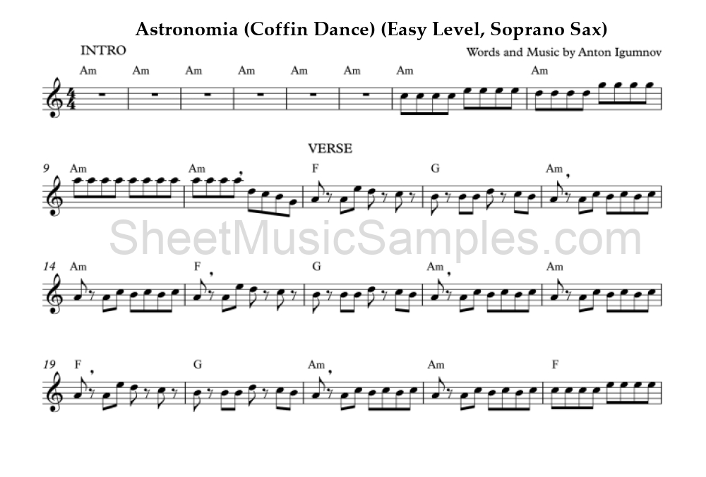 Astronomia (Coffin Dance) (Easy Level, Soprano Sax)