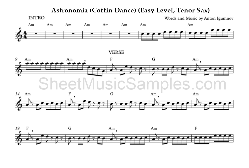 Astronomia (Coffin Dance) (Easy Level, Tenor Sax)