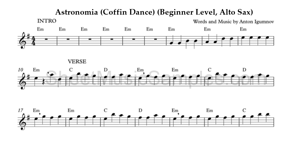 Astronomia (Coffin Dance) (Beginner Level, Alto Sax)