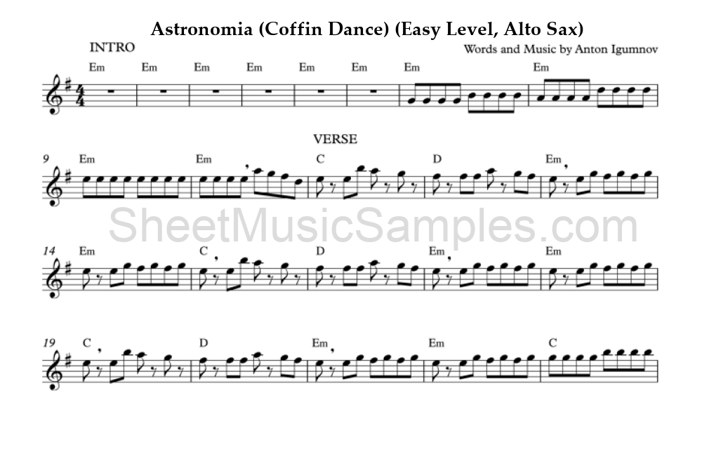 Astronomia (Coffin Dance) (Easy Level, Alto Sax)