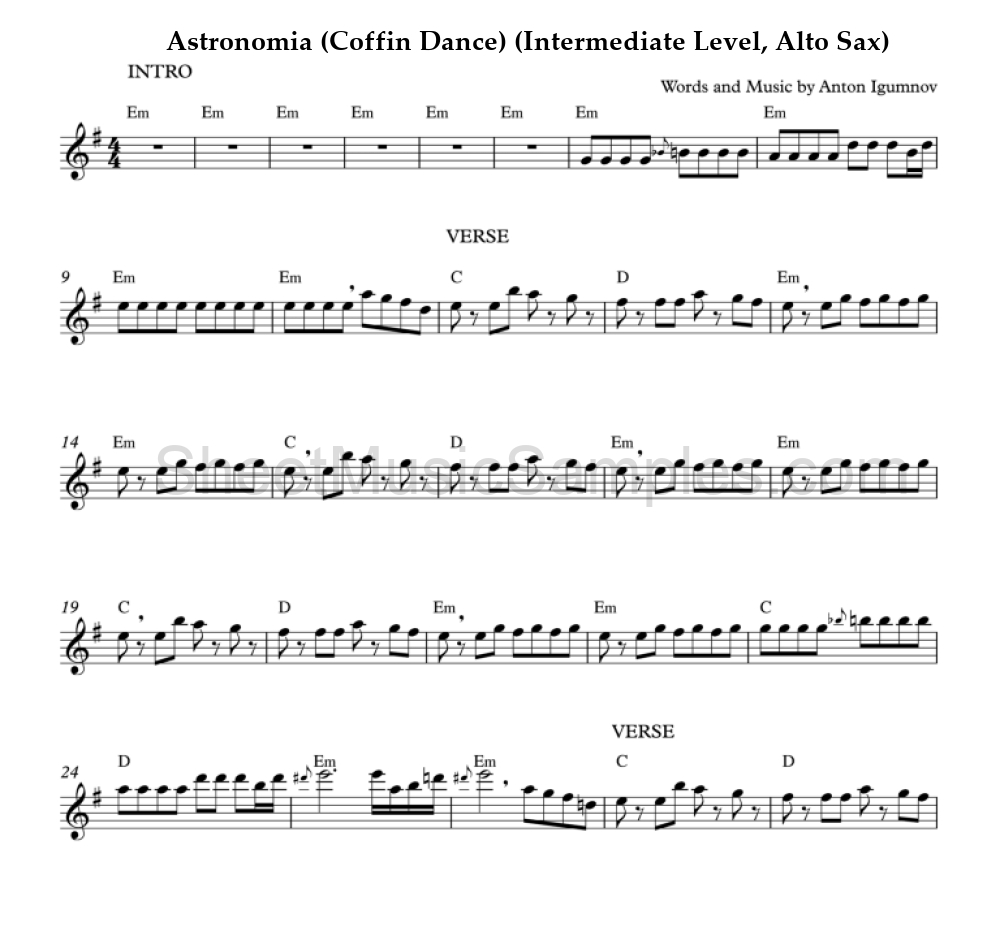 Astronomia (Coffin Dance) (Intermediate Level, Alto Sax)