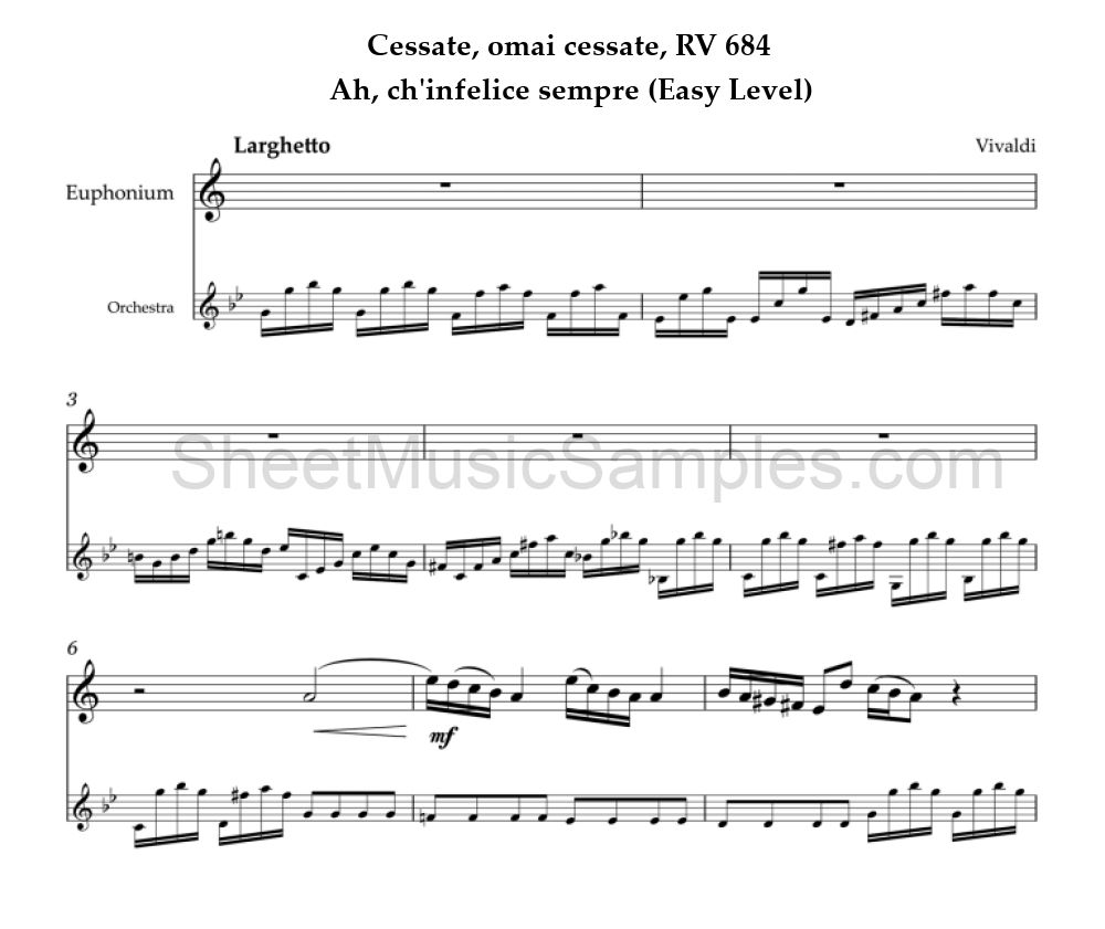 Cessate, omai cessate, RV 684 - Ah, ch'infelice sempre (Easy Level)