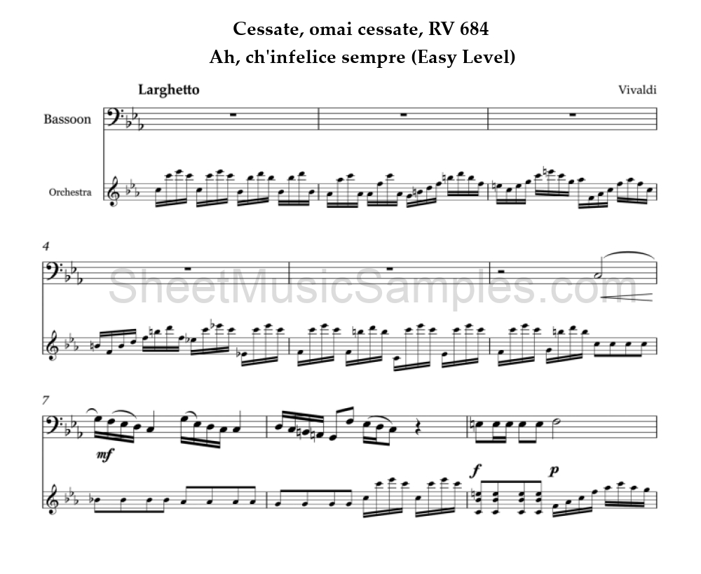 Cessate, omai cessate, RV 684 - Ah, ch'infelice sempre (Easy Level)