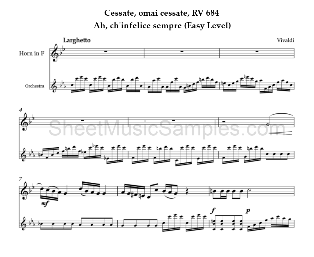 Cessate, omai cessate, RV 684 - Ah, ch'infelice sempre (Easy Level)