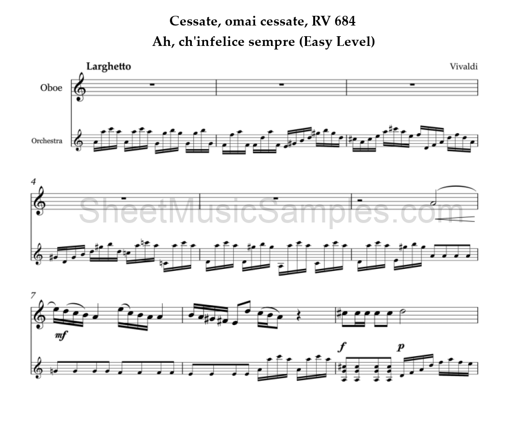 Cessate, omai cessate, RV 684 - Ah, ch'infelice sempre (Easy Level)