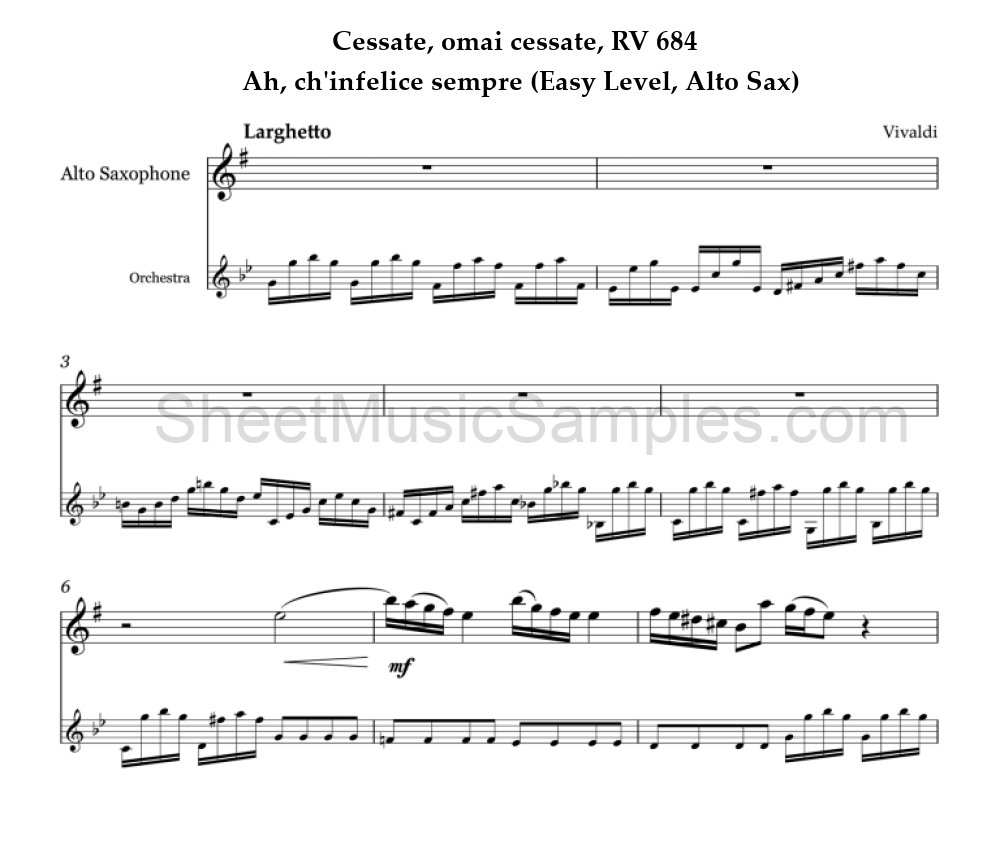 Cessate, omai cessate, RV 684 - Ah, ch'infelice sempre (Easy Level, Alto Sax)