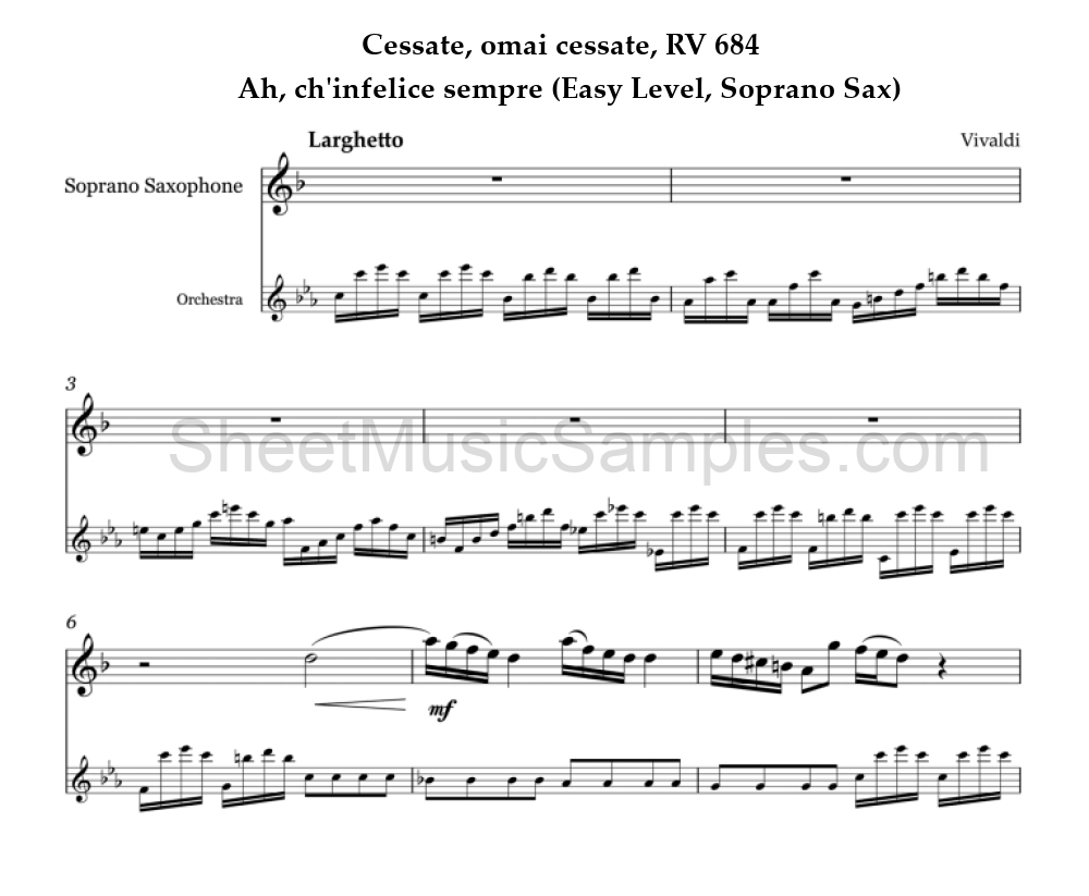 Cessate, omai cessate, RV 684 - Ah, ch'infelice sempre (Easy Level, Soprano Sax)