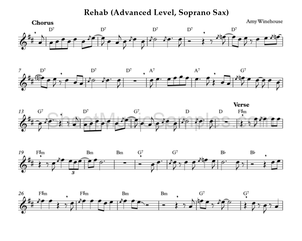 Rehab (Advanced Level, Soprano Sax)