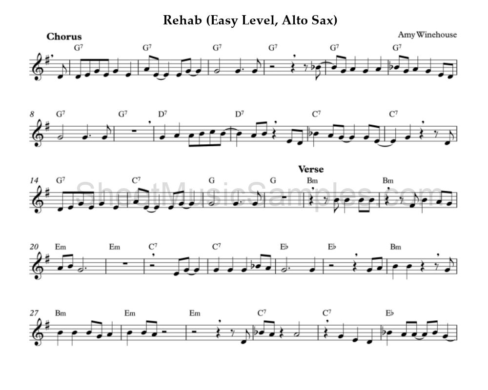 Rehab (Easy Level, Alto Sax)