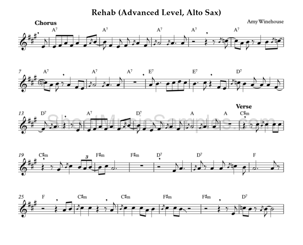 Rehab (Advanced Level, Alto Sax)