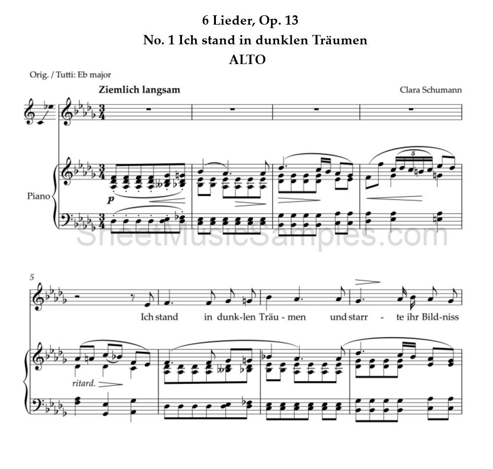 6 Lieder, Op. 13 - No. 1 Ich stand in dunklen Träumen - ALTO