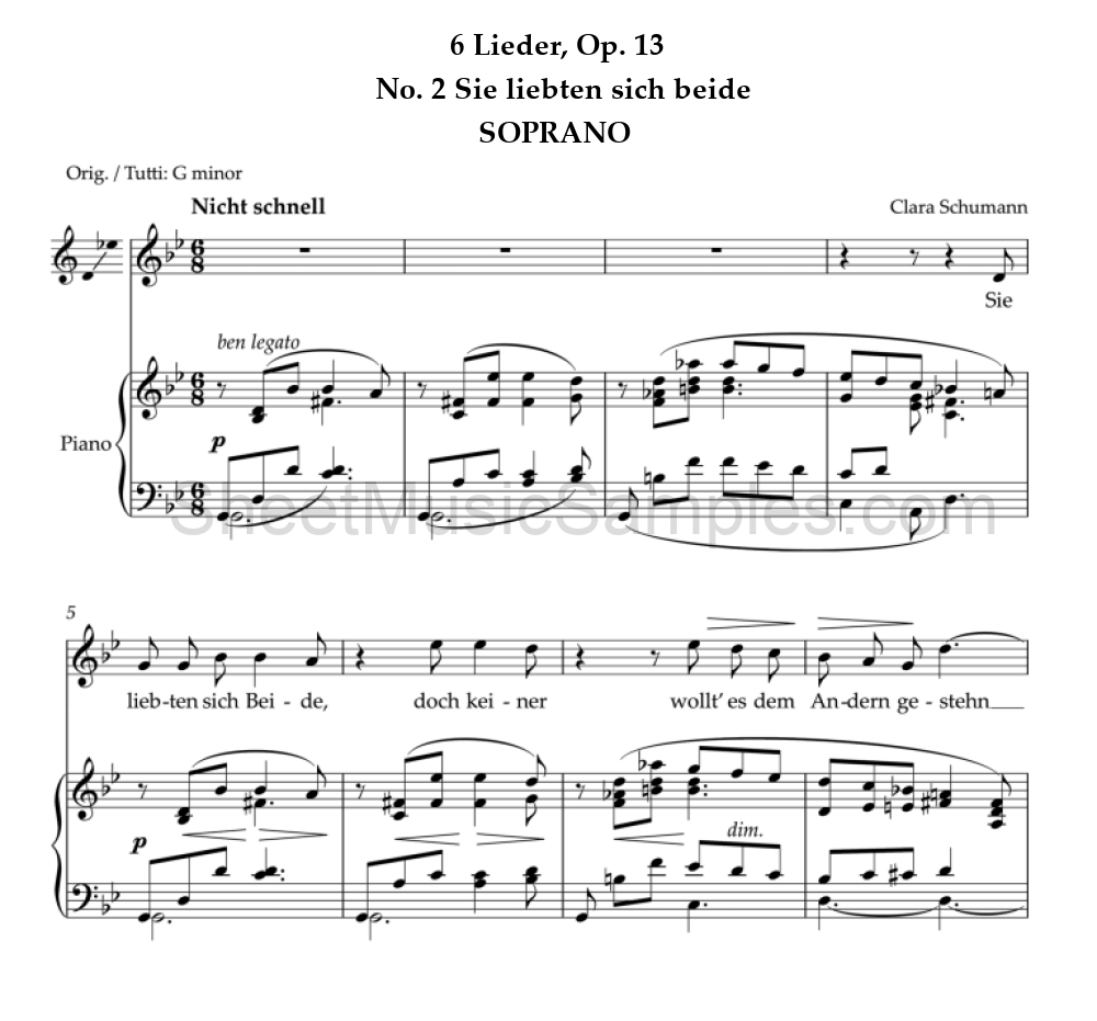 6 Lieder, Op. 13 - No. 2 Sie liebten sich beide - SOPRANO