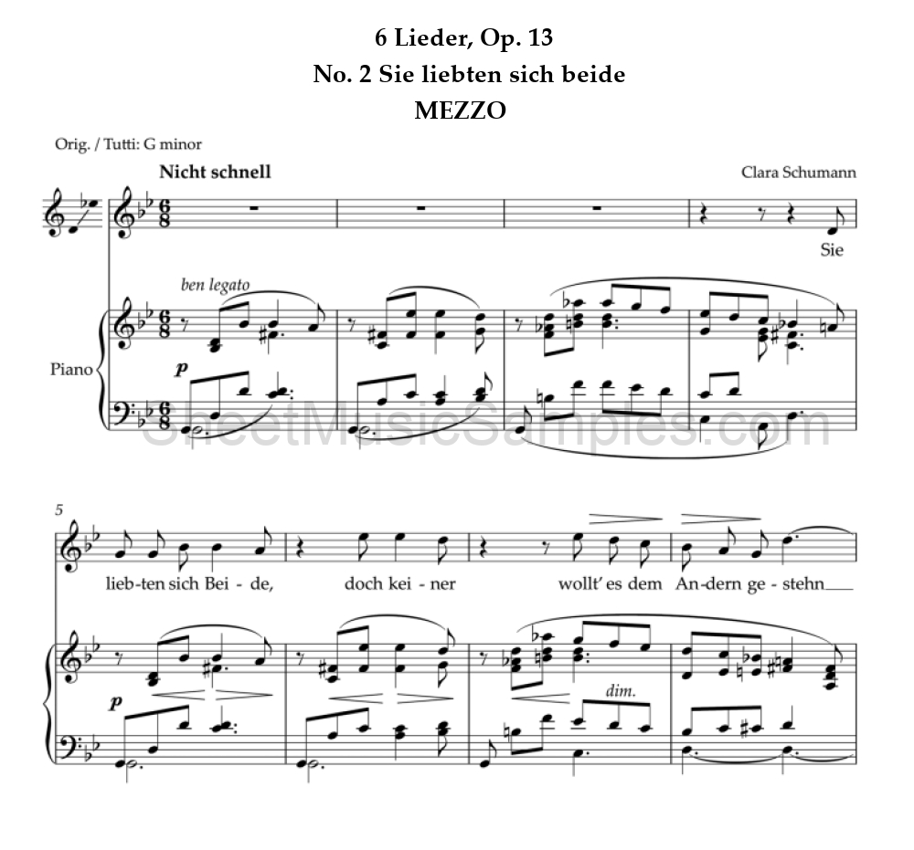 6 Lieder, Op. 13 - No. 2 Sie liebten sich beide - MEZZO