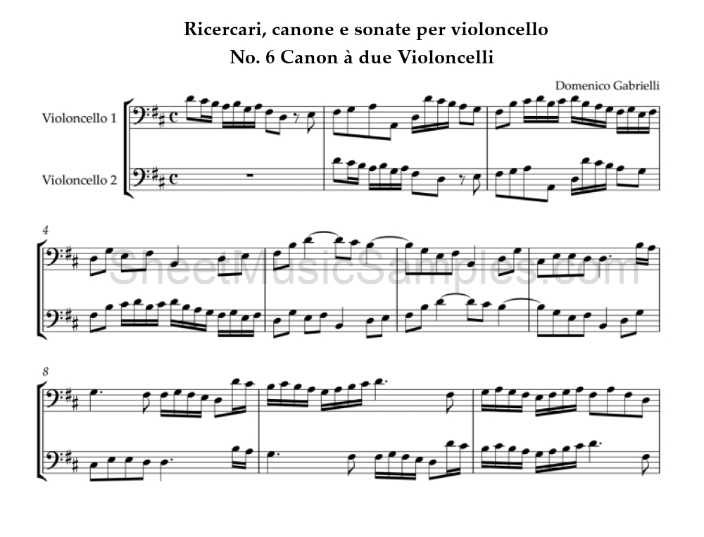 Ricercari, canone e sonate per violoncello - No. 6 Canon à due Violoncelli