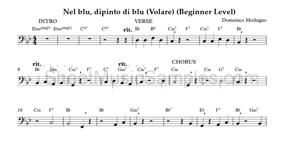 Nel blu, dipinto di blu (Volare) (Beginner Level)