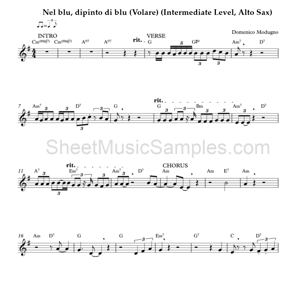 Nel blu, dipinto di blu (Volare) (Intermediate Level, Alto Sax)